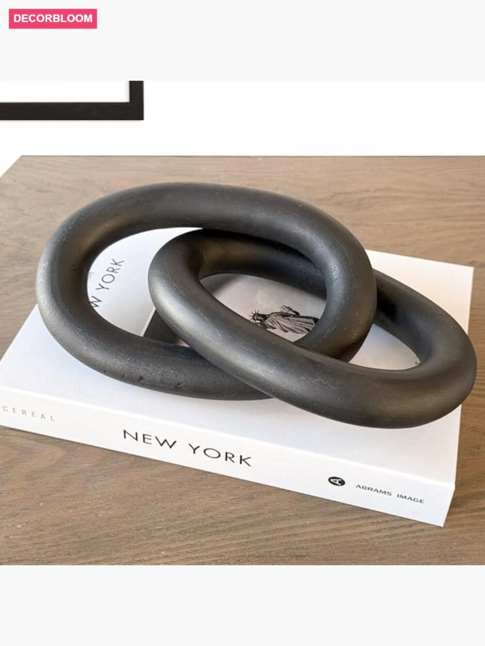 Wood Chain Link Coffee Table Decor – Handcrafted Acacia Knot Accent for Shelf
